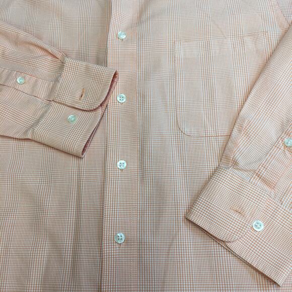 CHAPS Orange Check Button Down Long Sleeve Shirt 16 32/33 - Picture 4 of 9